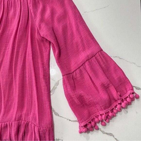 Spense | Women’s Elastic Scoop Neck Pink Top Blouse Tunic Boho Cottagecore Shirt - Picture 4 of 15